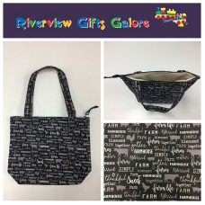 Medium Tote Bag with Zip- Farm Sweet Farm - Charcoal Medium Tote Bag with Zip- Farm Sweet Farm - Charcoal